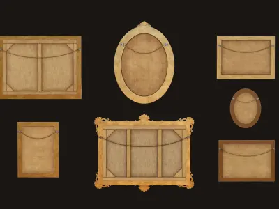 Antique Picture Frames - PBR Game Ready Low-poly 3D model