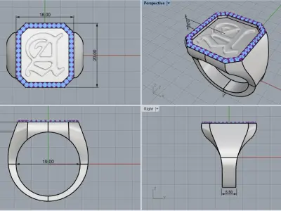 Signet ring model 1015 3D print model