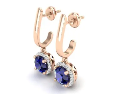 AV 387 Diamond Ladies Dangling Drop Earrings 3D print model