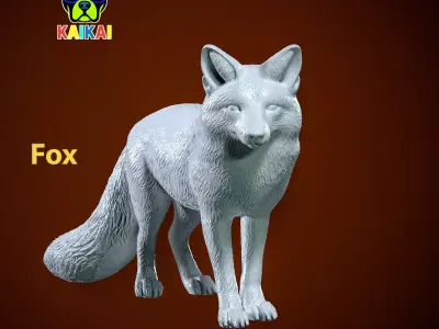 Red fox model - Arctic fox statue - decor - 3D print 3D print model