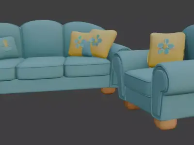 Cartoon style sofa set 3D model purchase