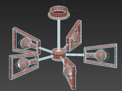 sherlas modern chandelier with four lights and wooden frame 3D model