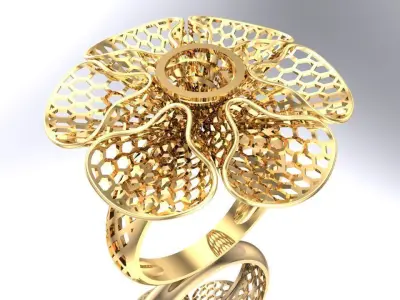  Mesh flower ring - Italian rings - Womens Rings - N6173 3D print model