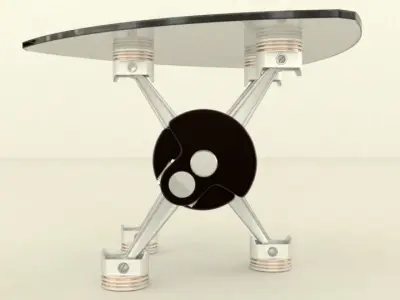 Mototable triangular glass table with wheels 3D model
