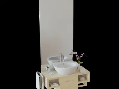 washbasin set bathroom with sink and mirror 3D model