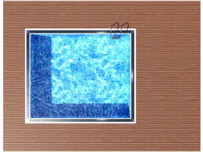 Swimming Pool with Ladder and Wooden Floor 3D model