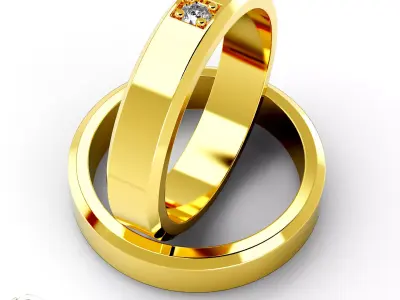 Wedding ring set 3D print model