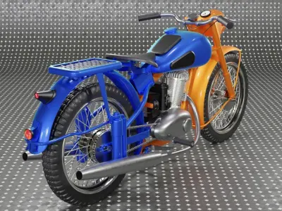 Bike-Motocycle orange and motorcycle 3D model