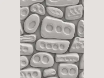 Fortress Rough Stone Wall Section 3D model