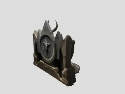 Medieval Modular Wall Altar Stone Low-poly 3D model