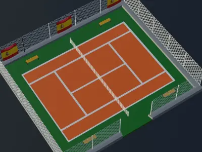 Tennis Court - Spain Low-poly 3D model