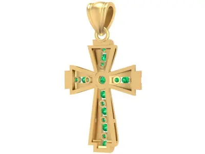 Elegant Gemstone Cross Pendant Jewelry for Women 3D Model  2971 3D print model
