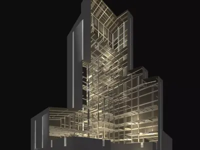 Factory tower in cutaway section 25i06 3D model