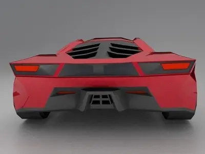 Lowpoly futuristic sportscar concept Low-poly 3D model