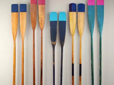 Vintage Nautical Wood Boat Oars 3D model