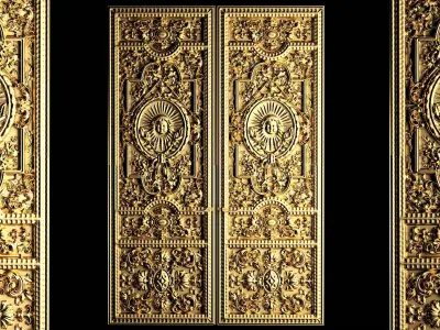Luxury Classic baroque carved door 1 3D model