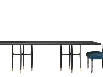 Dining table and chair luxury set by Alexandra 3D model