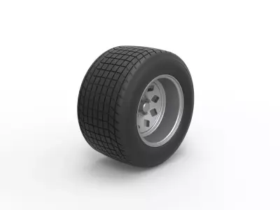 Wheel of Vintage Dirt race car V3 Scale 1 to 25 3D print model