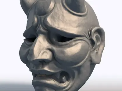 Japanese Hannya Mask Traditional Oni Demon Art  3D print model