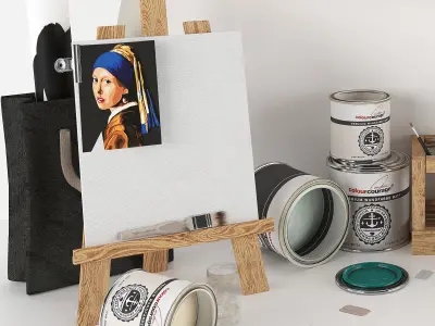 painting set - art workplace 3D model