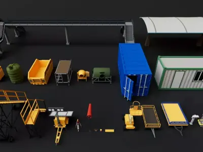 Realistic Exterior City Street Props Pack Collection Low-poly 3D model