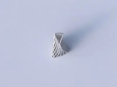 Vase twist grounded tipping triangle with diagonal grid lattice 3D print model