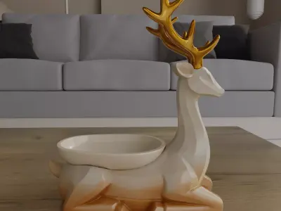 Christmas Deer Organizer Candy Holder STL 3D print model