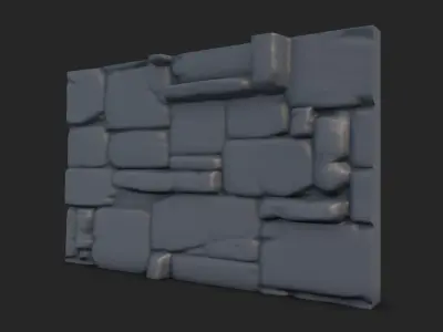 Shattered Stone Wall Segment 3D model