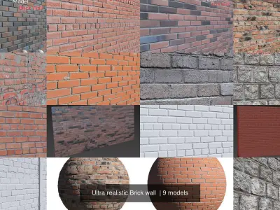 Ultra realistic Brick wall  3D Model Pack