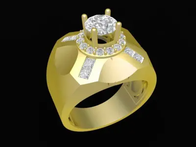 Luxury Diamond Statement Ring for Men  594 3D print model