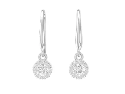 Elegant Round Cluster Diamond Drop Earrings 3D Model  4236 3D print model