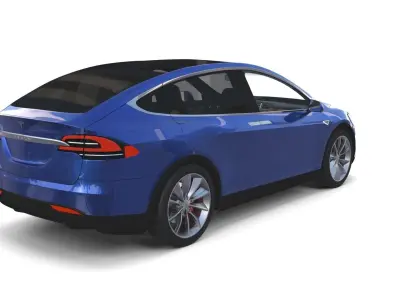 Tesla Model X Blue with interior and chassis 3D model