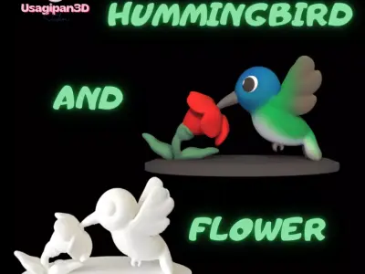 Hummingbird and Flower 3D print model