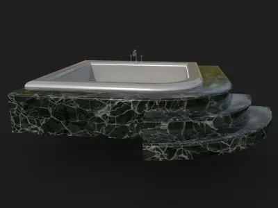 Corner Bathtub Low-poly 3D model