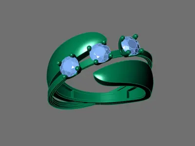 Womens Rings With Stone Ring Ready STL 3DM Models Rings women 3D print model 6