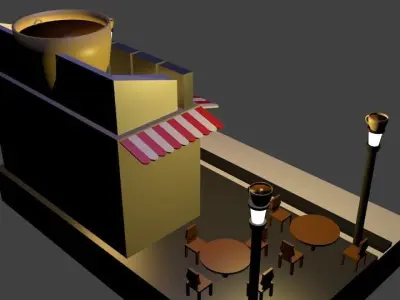 Coffee Shop Low Poly 3D model