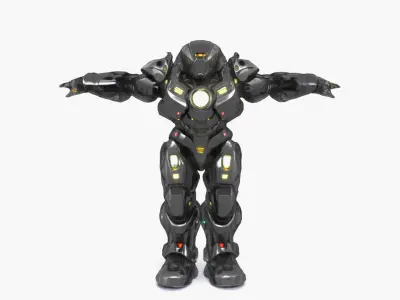 Futuristic Robot fighter AI Robot Character Low-poly 3D model