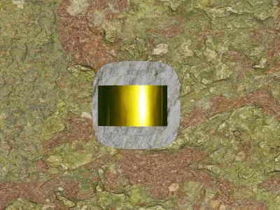 Stone house with door and window in Chinese scripts shape Low-poly 3D model