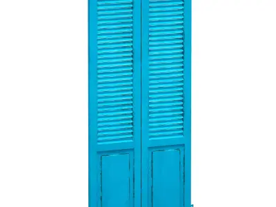 Wooden shutters doors with blinds 3D model