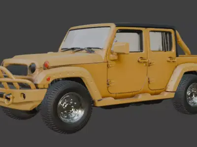 Jeep and Tyres are seperated 3D model