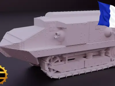 Schneider CA1 WW1 tank 3D print model