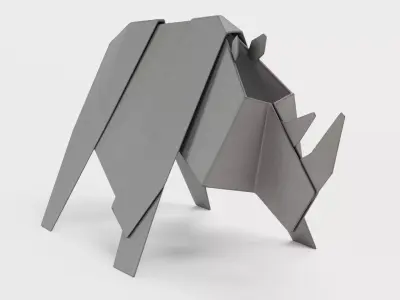 Paper Rhino Low-poly 3D model