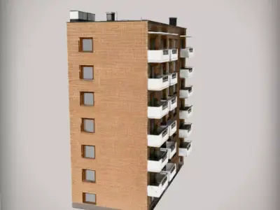 Modern Residential Apartment Building  Urban Architecture  Low-poly 3D model