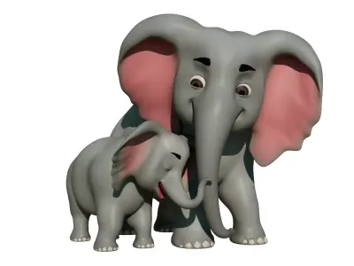 Cartoon Elephants Jumbo - Dumbo - MAYA Rigged and Blender Rigged Low-poly 3D model