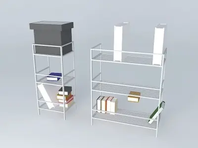 Shelves metal shelving unit with box on top Free 3D model