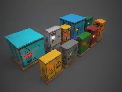 Electrical Box Collection Low-poly 3D model