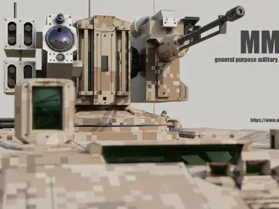 Sci-fi military truck Low-poly 3D model
