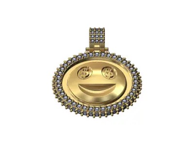 Iced Money emoji pendant with bail 3D print model
