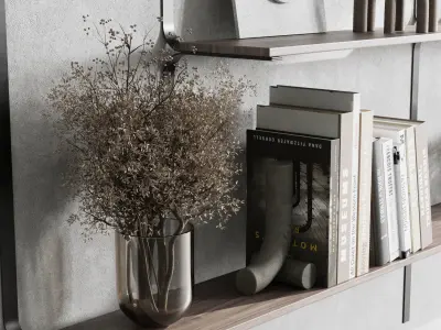 Metal Shelves Decorative With Book - metal Rack 06 Low-poly 3D model