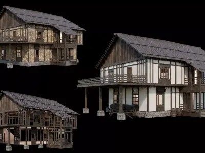 Medieval Village Pack 07 - 3 Assets - 4K Textures Game Ready Low-poly 3D model